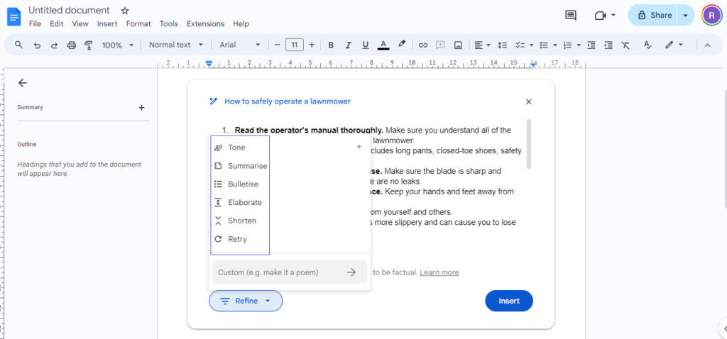 Multiple options for editing